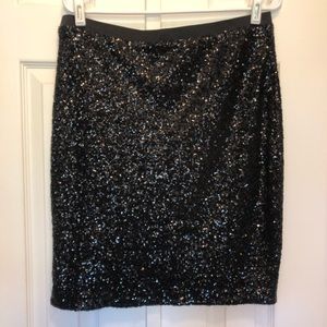 The Limited Black Sequin Pencil Bodycon Skirt